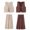 Fashion Style Summer New Women's Stripes Pleated Casual Lace Up Vest High Waist Skirt 8338772 753