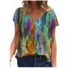 Летний топ с V-образным вырезом, с красочным 3D-принтом цветочного узора, модная повседневная женская футболка с коротким рукавом