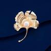 Retro Apricot Bud Brooch, High-end Women's Exquisite Ginkgo Leaf Pearl Brooch, Niche Design Sense Brooch