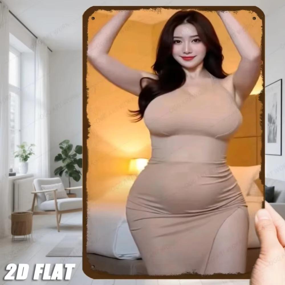 Элегантный силуэт леди Металлическое настенное искусство 8x12 дюймов Всепогодный Для помещений и улицы Кухня Рождественский декор Подарок