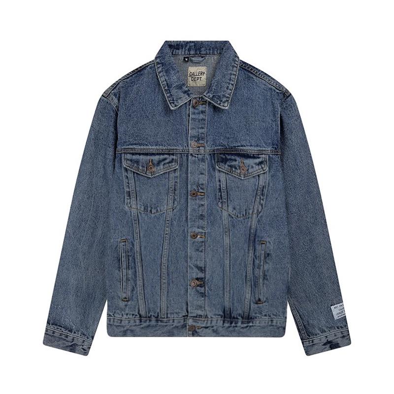 Модная джинсовая куртка Gallery Dept выцветшего синего цвета с вышитым логотипом
