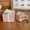 Birthday Gift for Girls, Bear with Lid Spoon, Ceramic Mug, Couple Coffee, Water Cup, Gift