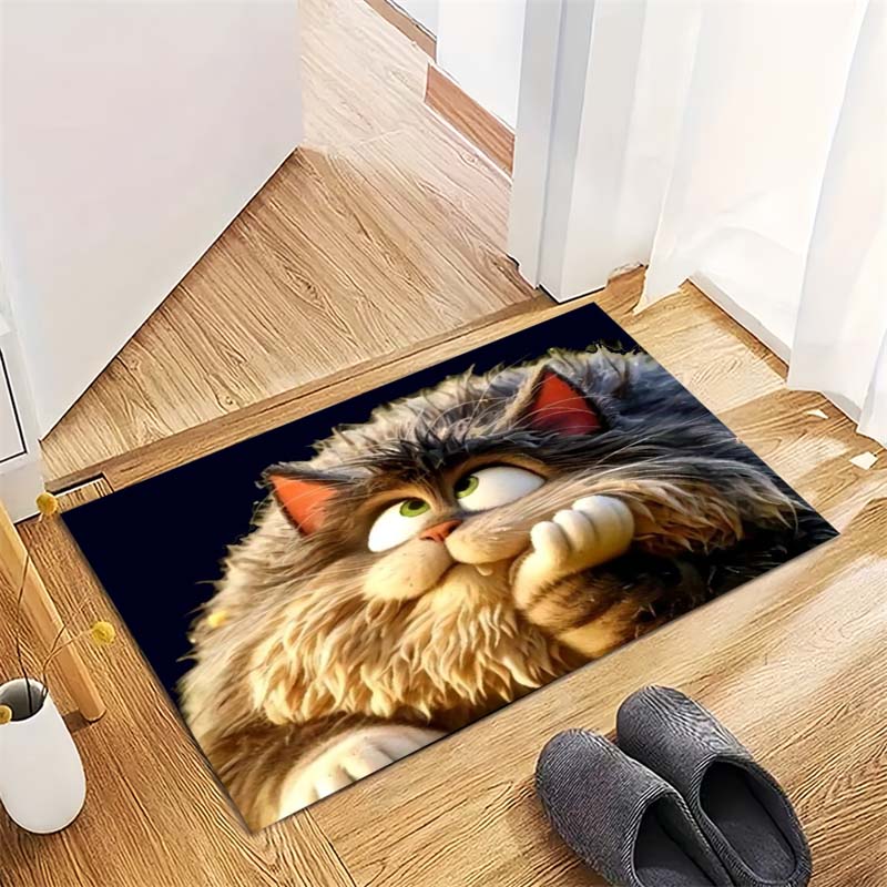 Нескользящий коврик для двери с рисунком группы мультяшных кошек, милый коврик для прихожей с принтом питомцев