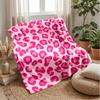 Pink Leopard Love Heart Theme blanket Lightweight Warm Flannel Blanket Decorative Throw Blanket for Home Decoration