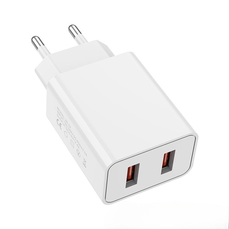 European Standard Dual Port Mobile Phone Fast Charger Head, Dual Usb US Standard 5V2A Charging Head Travel Charging Power Adapter