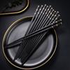 4 Pairs Black Japanese Chopsticks Set Alloy Reusable Korean Style Chopsticks Kitchen Tools Anti-scalding Tableware