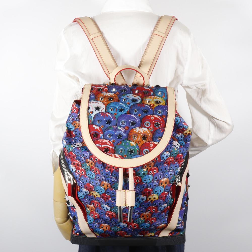 Christian Louboutin Рюкзак Explorer Funk Explorer Funk Рюкзак Рюкзак Daypack Мексиканские шипы разноцветный Нейлон/кожа мужской Б/у