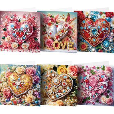 Набор из 6 открыток для DIY Алмазной Живописи, Открытки с Мозаикой из Страз, Карточки «Спасибо» и Праздничные Поздравления