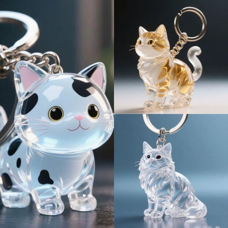 New Cat Hair Storage Keychain Bag Pendant Transparent Pet Fur Keepsake Capsule Souvenir Collection Gift Decoration Accessories