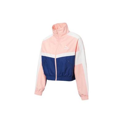 Цветные блоки молния воротник стойка винтажная спортивная куртка женская куртка абрикосово-красный 532686-26