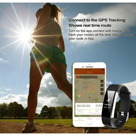 Фитнес-браслет, Спортивный браслет с пульсометром, Трекер активности, Шагомер, Водонепроницаемые умные часы IP67 (нуар)
