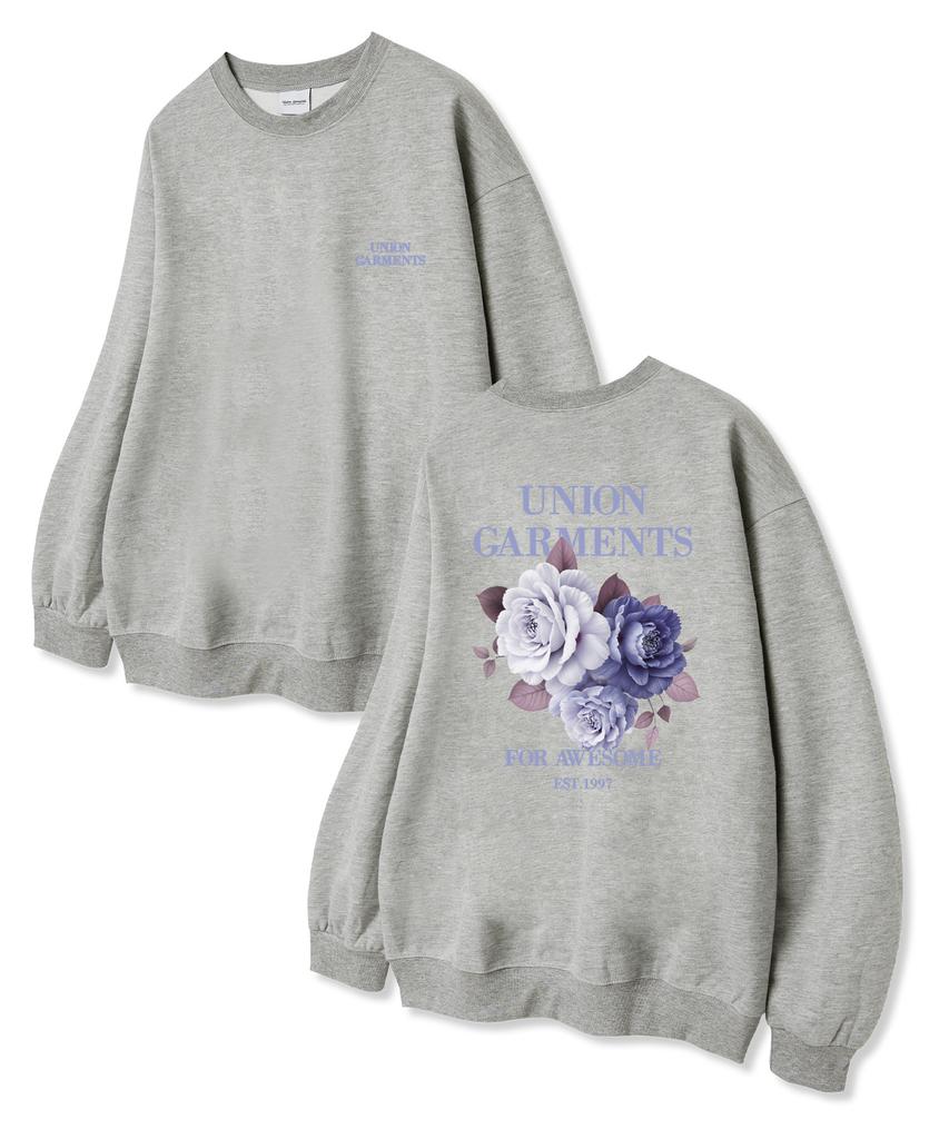 UNION GARMENTS Цветочный Терри-Свитшот Серый