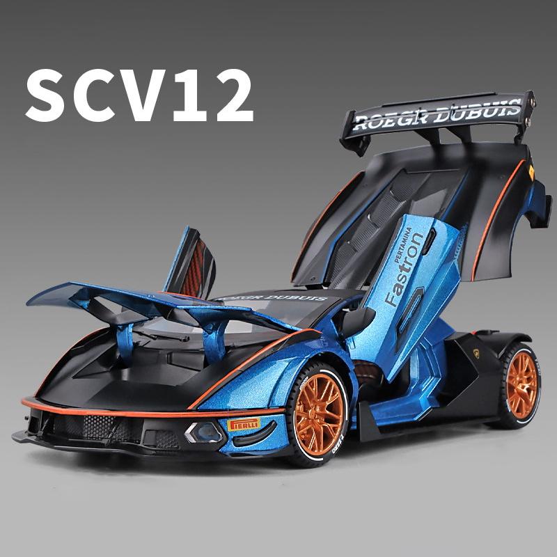 1/24 Lambos Essenza SCV12 Alloy Sports Car Model Diecast Sound Super Racing Lifting Tail Hot Car Wheel for Children Gifts
