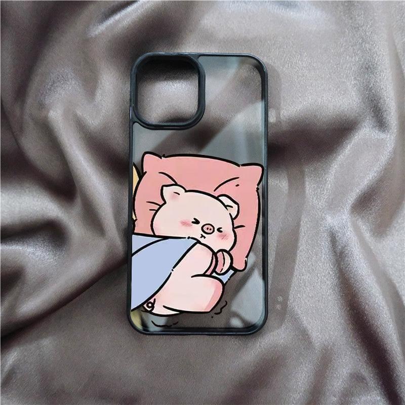 Милый розовый хрюшка мультяшная пара чехол для телефона для IPhone 16 14 15 11 13 12 Pro Max Mini для IPhone X XS XR 7 8 Plus SE Прозрачные чехлы