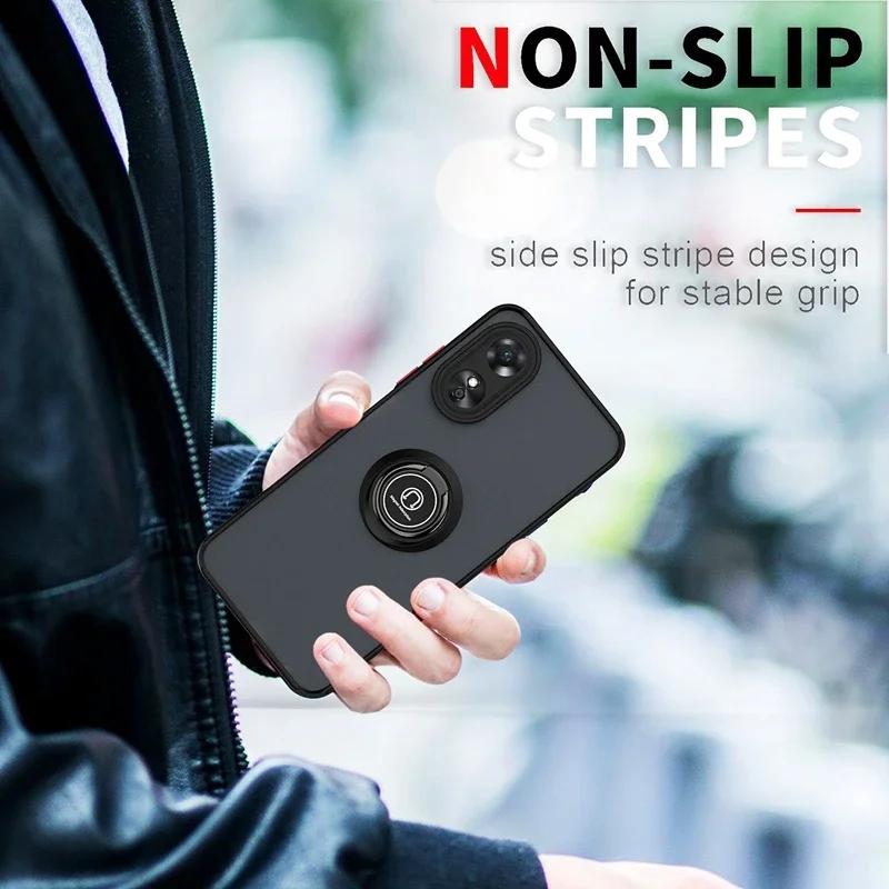 Матовый защитный чехол для OPPO A79 A18 A38 A58 A78 A98 5G A17 A77 A16 A55 чехол-кольцо магнитный держатель подставка противоударный чехол Fundas