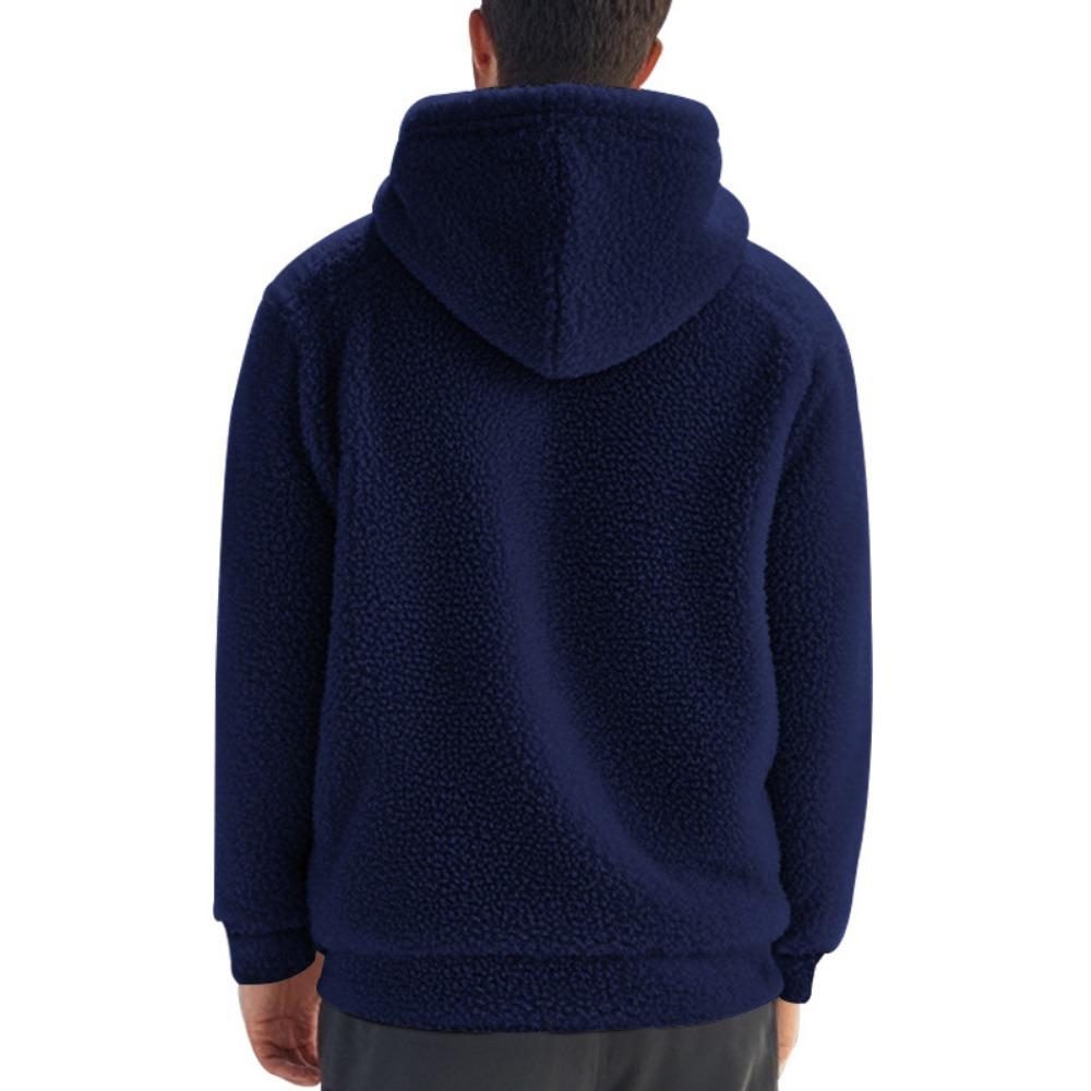 2025 Американский стиль Осень/Зима Куртка Мужская Толстая Теплая Двусторонняя Флисовая Куртка Свободный Кардиган на Молнии Повседневная Куртка с Капюшоном