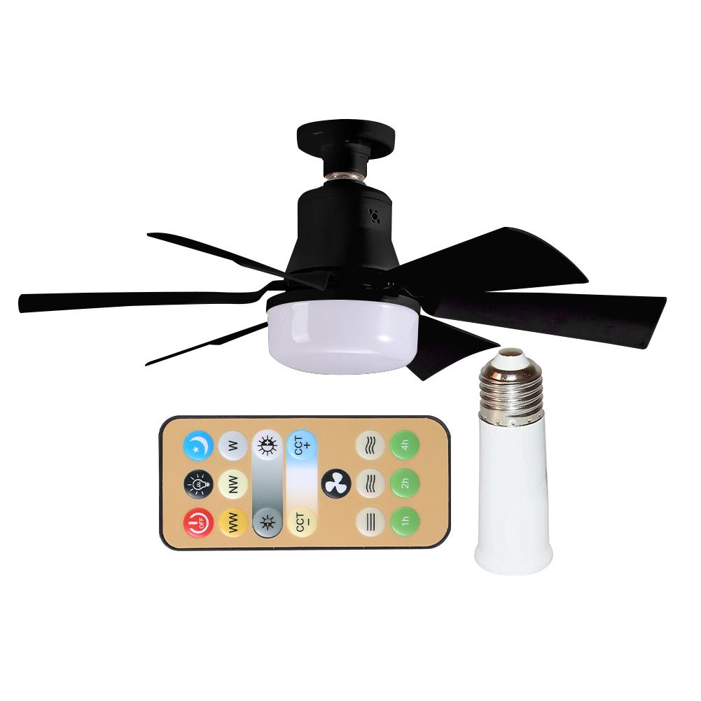 Ceiling Fan Light with Remote Socket Ceiling Fan Timing Light Bulb Fan 3 Gear Wind Speed 6 Blades for Living Room Bedroom