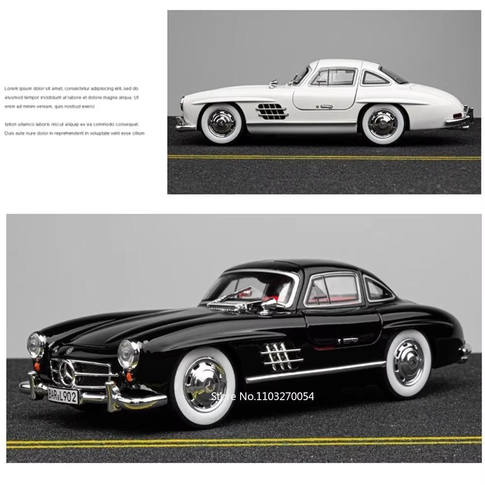 1:24 300sl W140 Модель из сплава Игрушки Литая машина со звуком светом Инерционный механизм Открывающиеся двери Миниатюрные модели Классическая игрушка Подарки для мальчиков