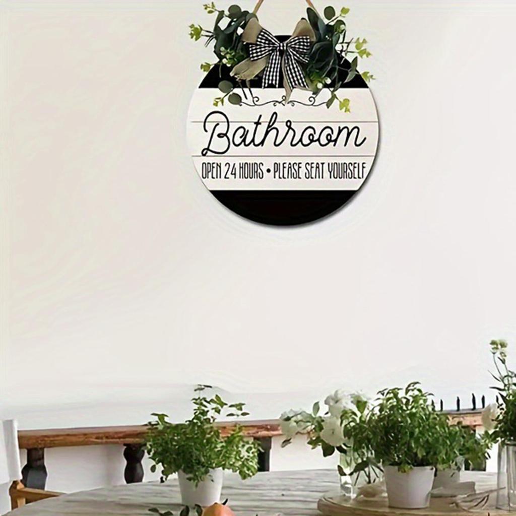 Welcome Door Hanging Sign Wall Decoration Bathroom Farmhouse Rustic Reusable Wood