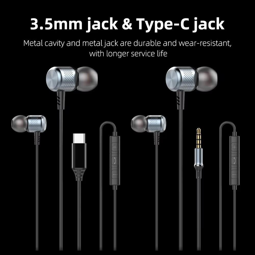 Deep Bass In-Ear Earphones Noise Reduction Bass Earphones Wired Headphones Daily Use
