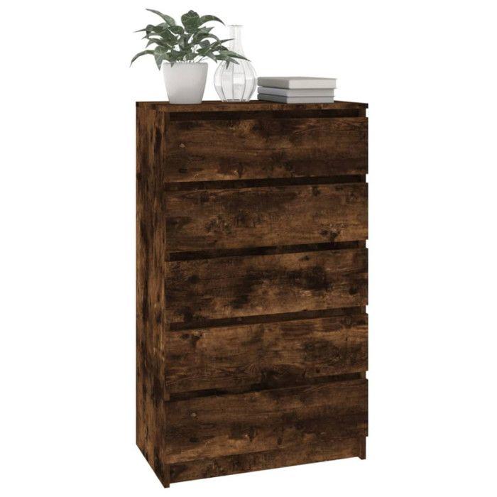 Chest of Drawers Smoked Oak 60x36x103 Cm Engineered Wood
