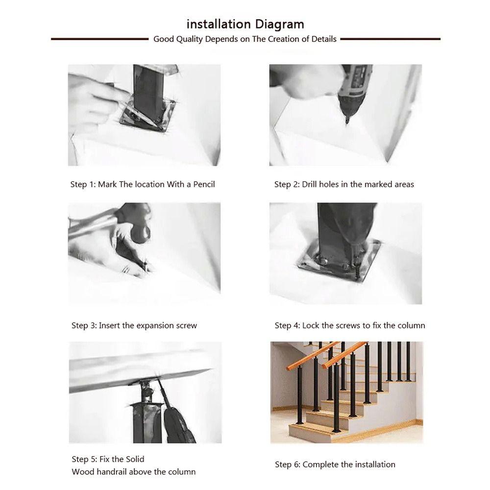1Pcs Simple Stair Handrail Guardrail Modern Style Balcony Fence Villa Balcony Protection