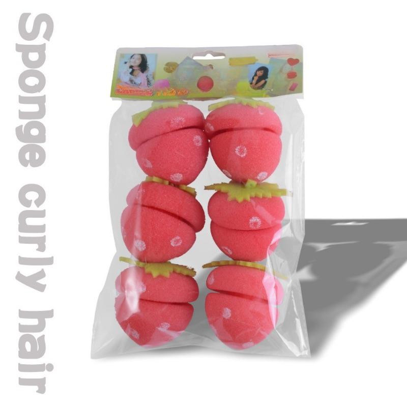 6PCS Lazy Sleeping Curly Hair Sponge Ball Hair Curl, Strawberry Type Does Not Hurt Soft Hair Curler