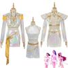 Kid's White Performance Costume KPOP Huntrix Rumi Mira Zoey Cosplay Costume Wig KPop Demon Hunters Uniform Halloween Costume