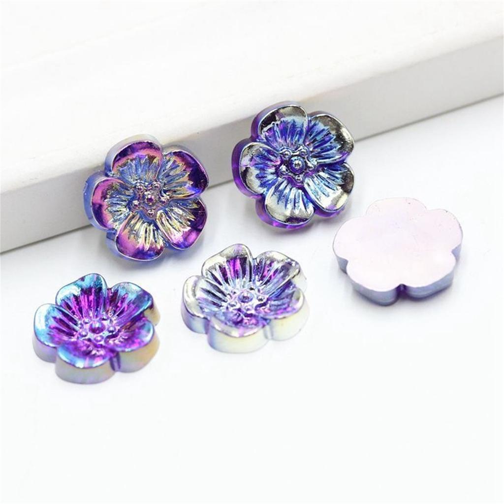 100pcs 15mm Flower Design Acrylic Rhinestone, Flat Back Art Beads Decorate DIY Rhinestone Applique Crystal Flower