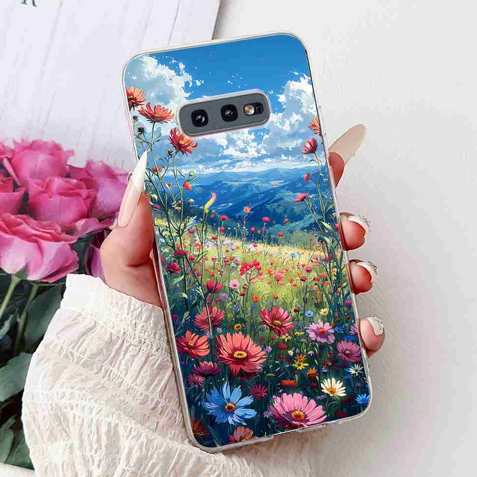 For Samsung Galaxy S10e SM-G970 Case Fashion Painted Flowers Soft Silicone TPU Cover For Samsung S10e S10E SM-G970F 5.8" Bumper