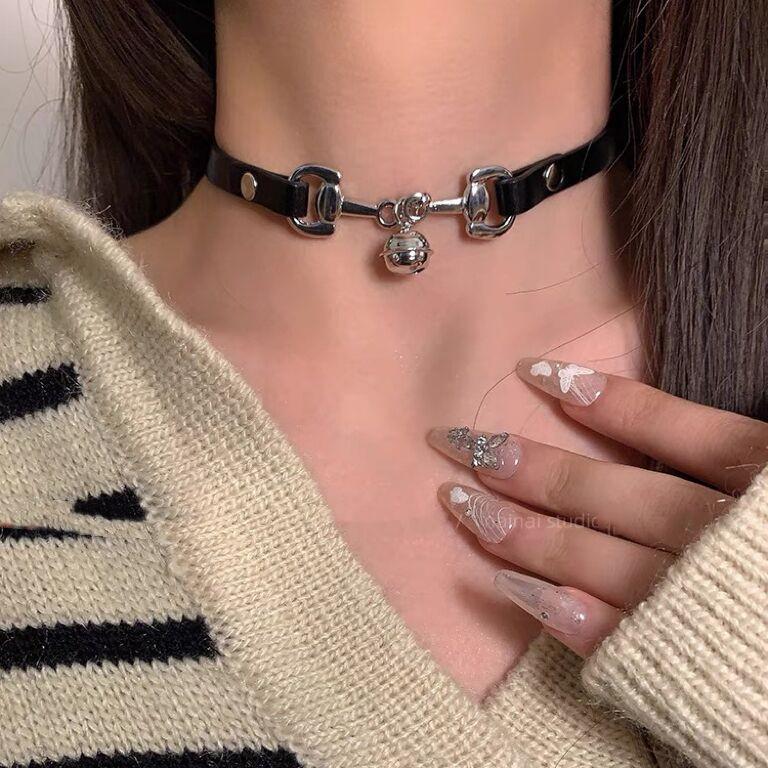 Chic Spicy Girl Leather Bell Choker Necklace – Unique Minority Design