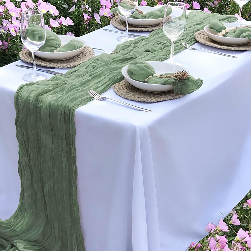 Набор из 7 шт. Скатерть-дорожка и салфетки из марли в стиле Бохо, деревенский мятый декор для свадьбы, дня рождения, вечеринки, ужина