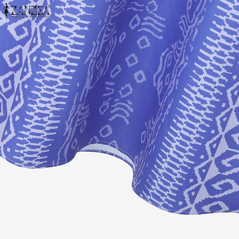 ZANZEA Женская блузка с коротким рукавом и длинная юбка, костюм-двойка с ретро-принтом