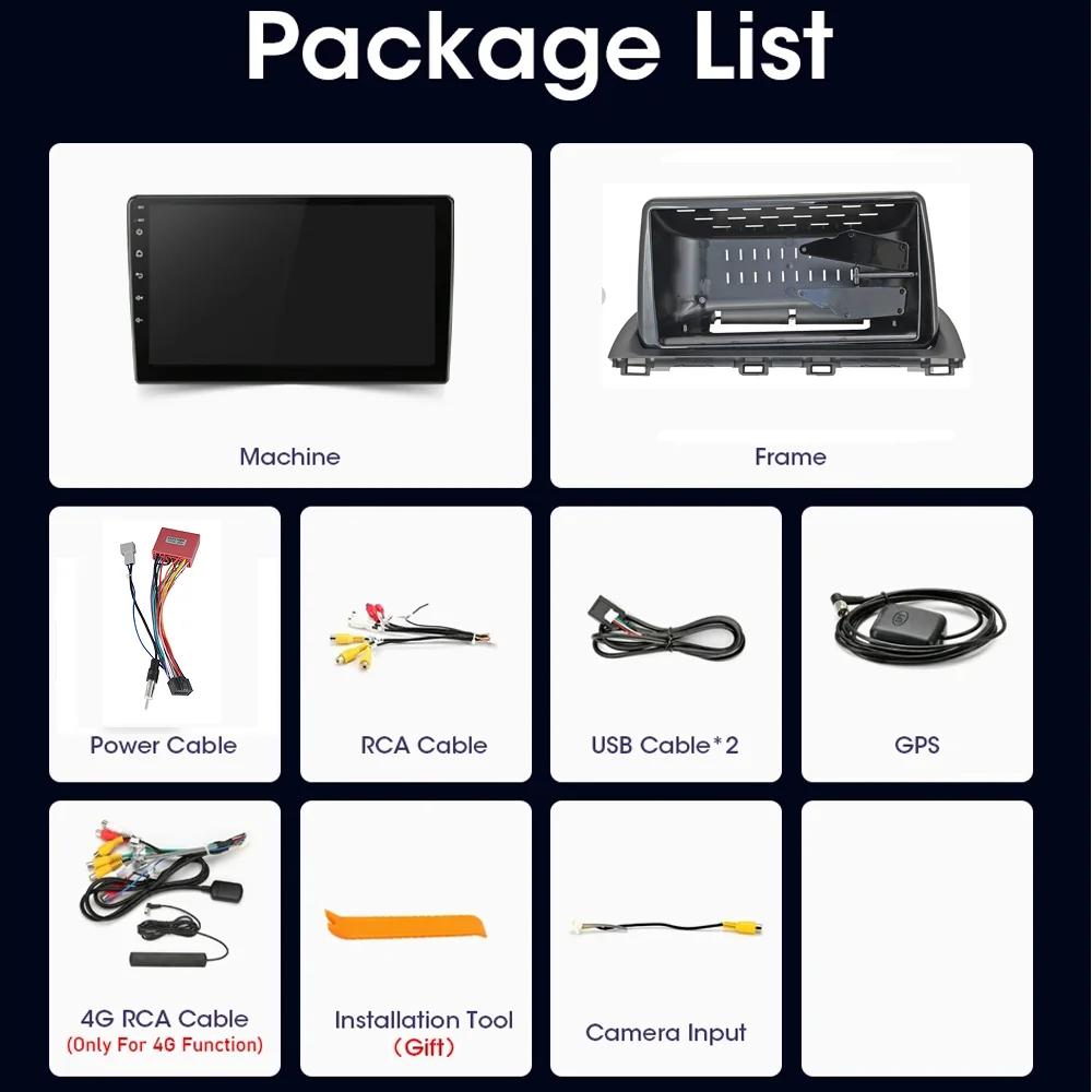 Автомобильное радио WIFI+4G BT CarPlay для Mazda 3 Axela 2014-2017 Мультимедийный видеоплеер GPS-навигация Стерео Аудио Головное устройство Автомагнитола