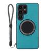 Серия VILI D-THS для Samsung Galaxy S23 Ultra Магнитный чехол-кольцо с подставкой-ножкой Задняя крышка телефона из ПК и ТПУ с ремешком
