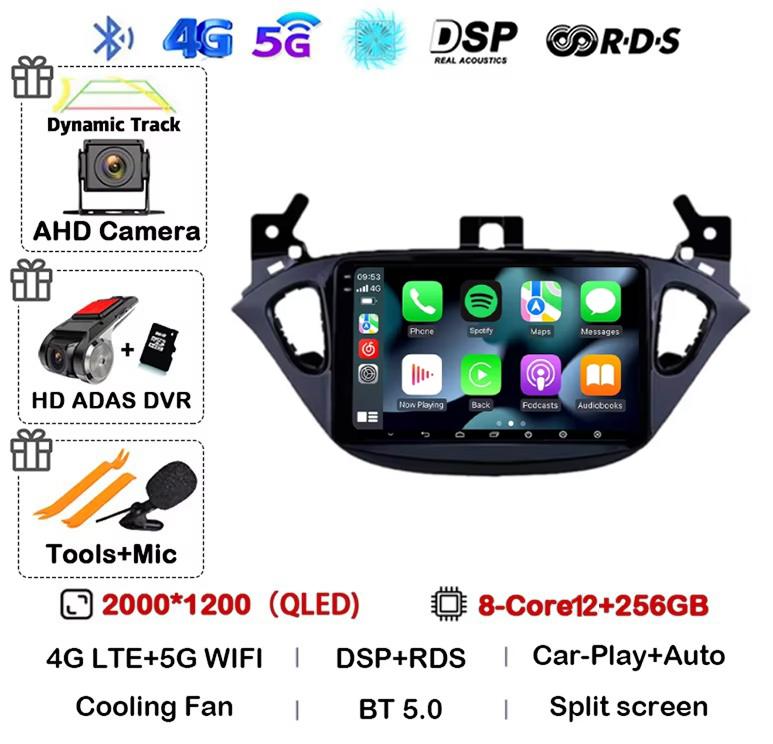 Android 14 Carplay Auto WIFI+4G для Opel Corsa E 2015-2019 для Opel Adam 2013-2016 автомобильное радио GPS мультимедиа видеоплеер стерео