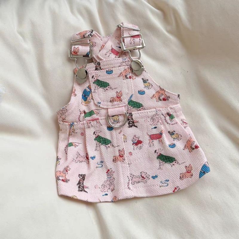 Pet Clothes Dog Spring and Summer Strap Skirt Can Be Towed Small Dog Yorkshire Than the Bear Maltese Fiber Cute