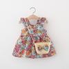 Summer Baby Girl Flutter Sleeve Dress with Bag - Princess Toddler Outfit, All-Over Print.