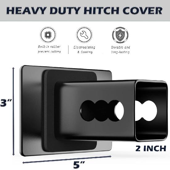 Trailer Hitch Cover For 2 Inch Receivers, Heavy Metal American Flag Hitch Cover For Trucks Accessories (Black)