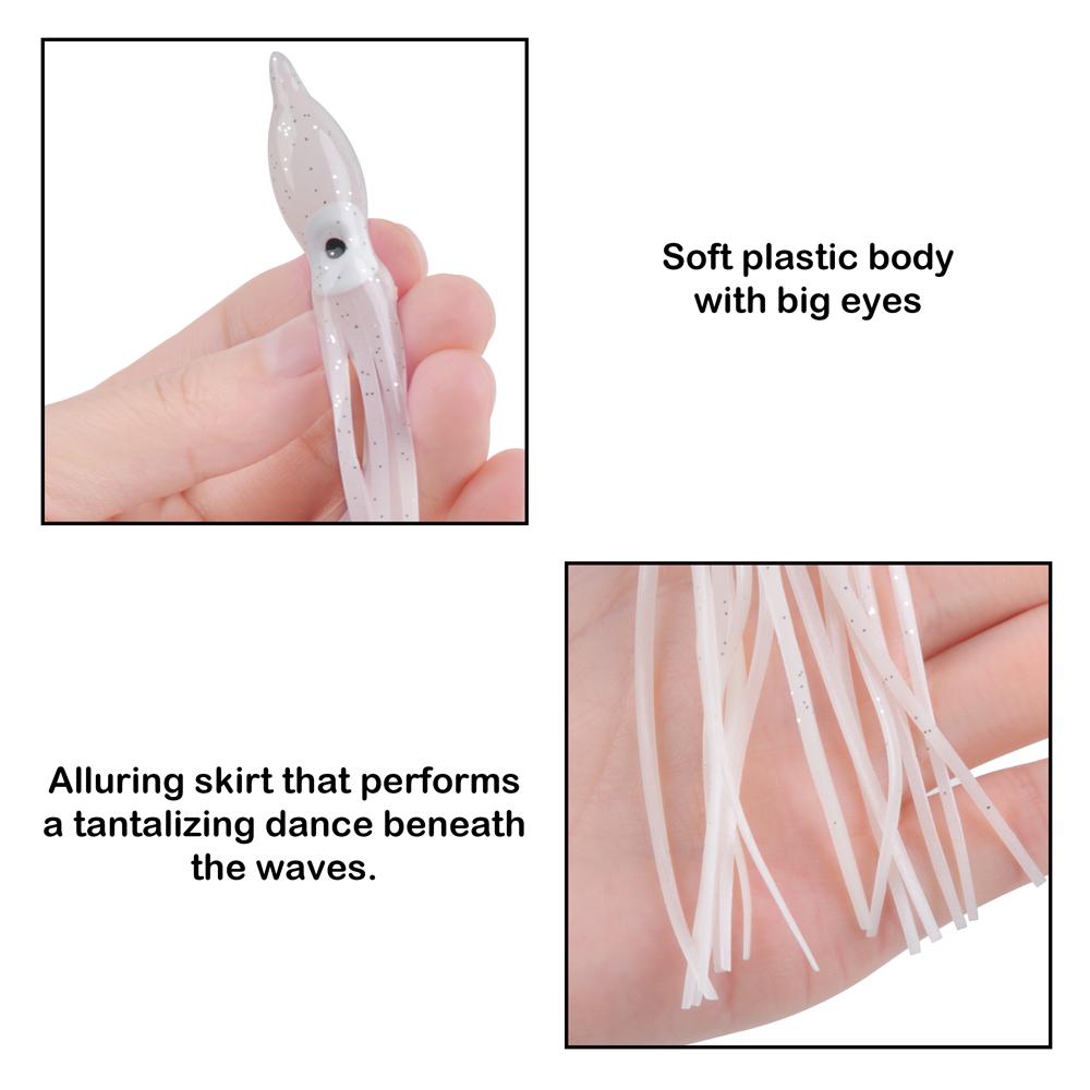 30/50/100 шт. Мягкая приманка кальмар, Осьминог, Юбка кальмара, Приманка для троллинга, Джиги, Силиконовая искусственная приманка для тунца, парусника, сома