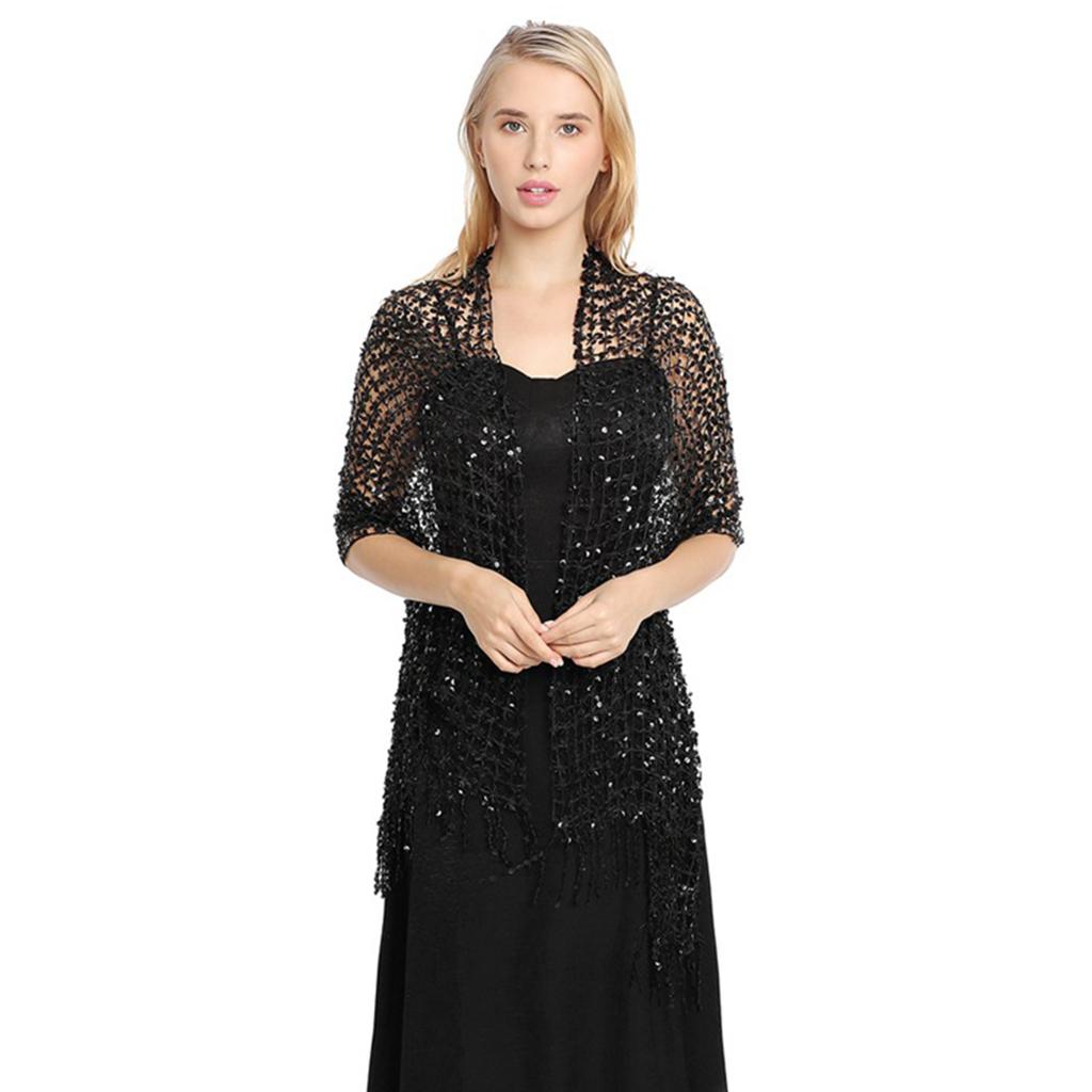 Fashion Summer Wedding Party Shawl for Woman Tassels Trim Wrap Casual Shawls with Shinning Sequins Female Supplies