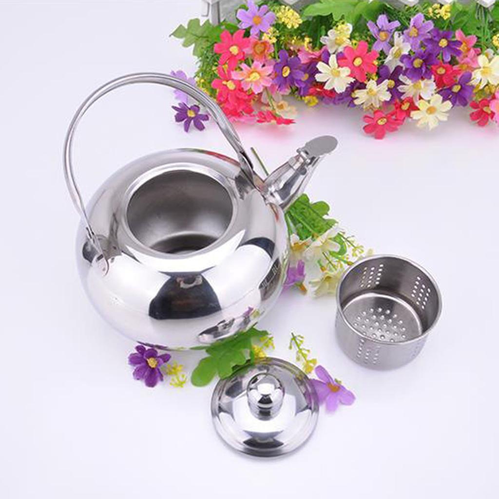 Stainless Steel Teapot with Infuser Short Spout Pour Over Coffee Kettle Stovetop Kettle Round Coffee Tea Pot Easy To Use
