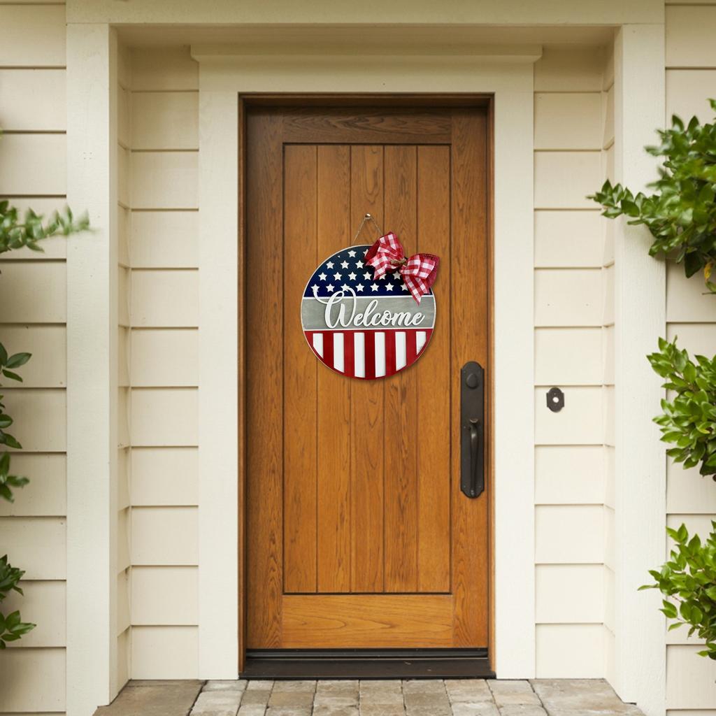 Деревянный знак приветствия на двери, висящий на двери, День независимости, праздничное украшение для дома, сладкий