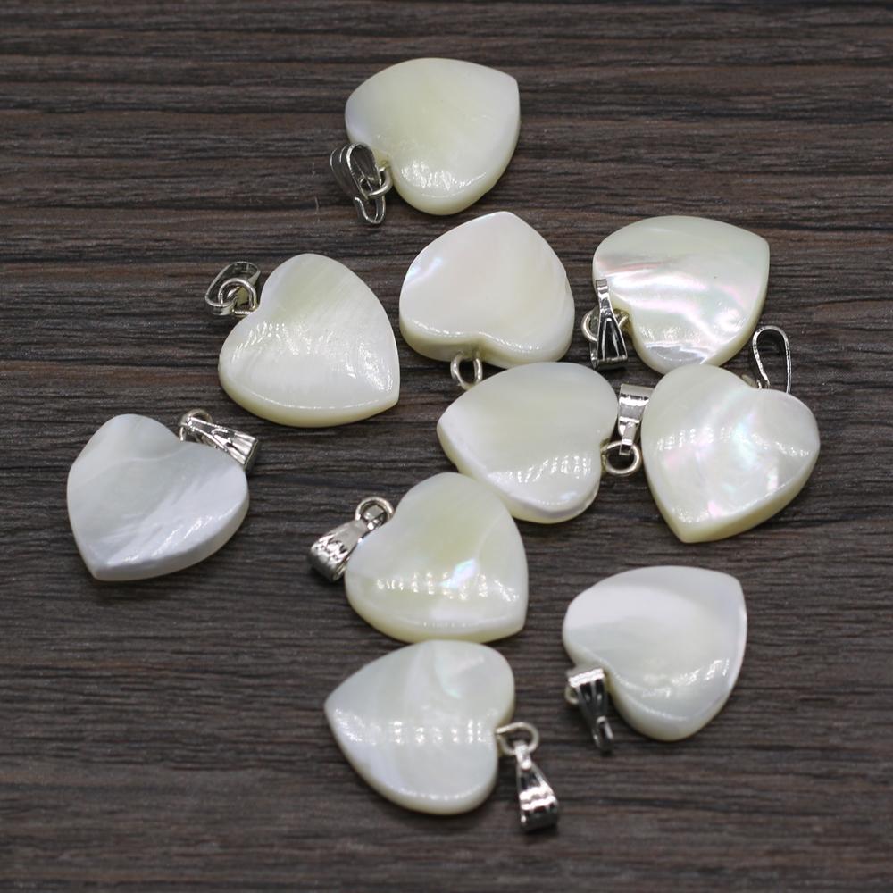 10Pcs/Pack Small Natural Shell Heart Pendant Women Men Charms DIY Jewellery Mother's Day Gifts 15x15mm