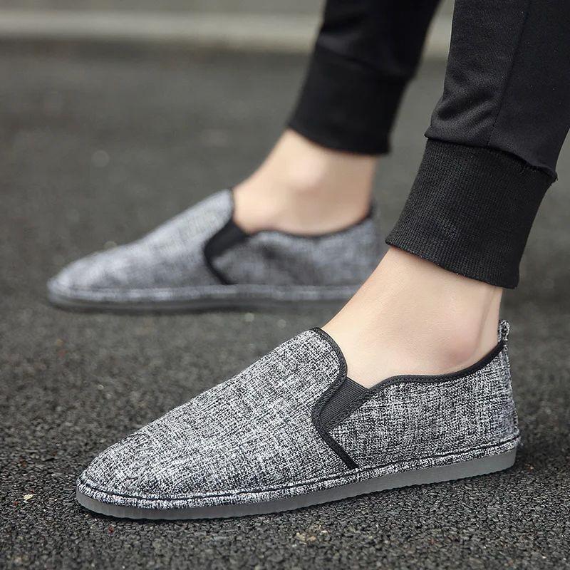 Горячая Распродажа Классические мужские белые мокасины ручной работы Slip-On Shoes Мужские удобные дышащие парусиновые туфли на плоской подошве Мужская ленивая повседневная обувь