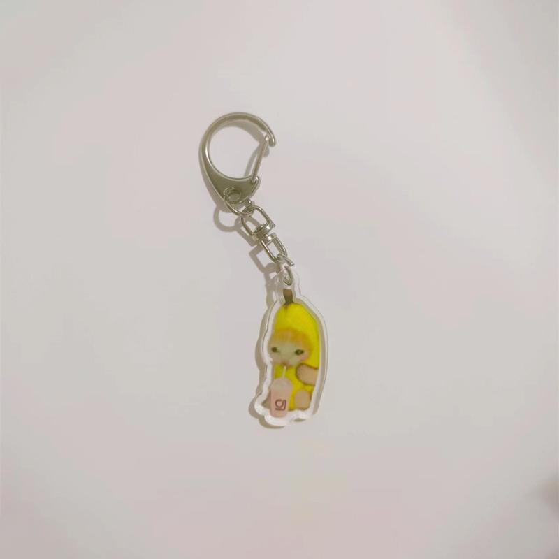Happy Banana Cat Подвеска Брелок Забавный Ремешок Из Смолы Маленькая Цепь Максвелл Кошка Брелок Сумка Аксессуары Студенческий Подарок
