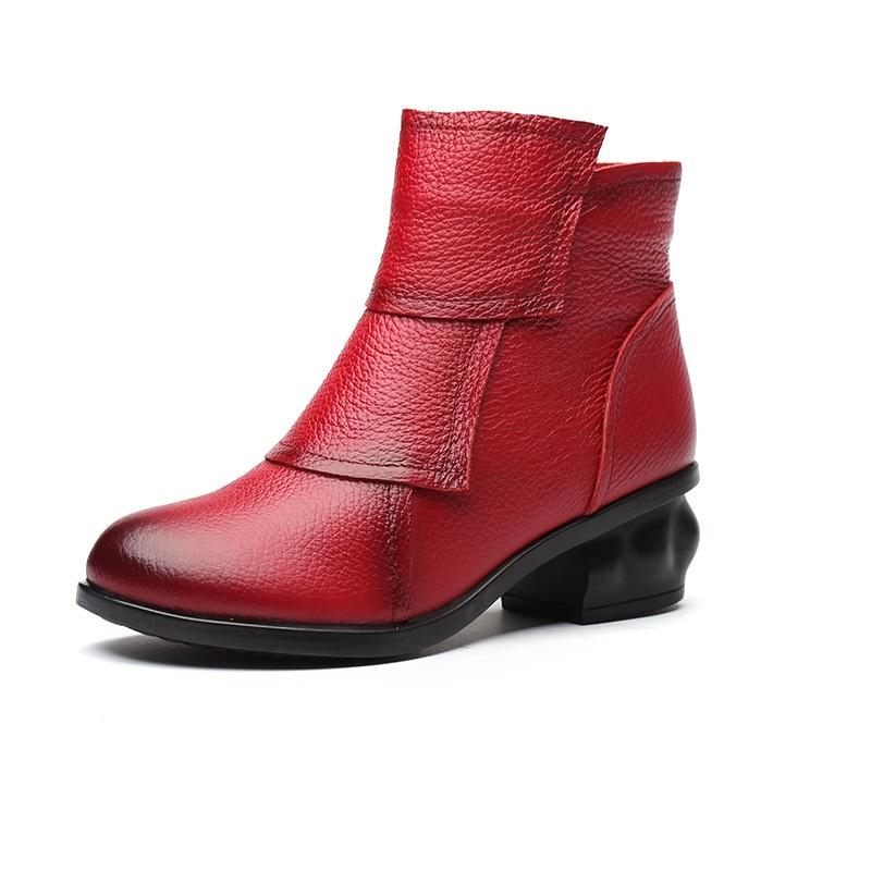 Ботильоны женские водонепроницаемые из натуральной кожи синие туфли на квадратном каблуке женские винтажные удобные ботинки роскошные туфли на каблуке