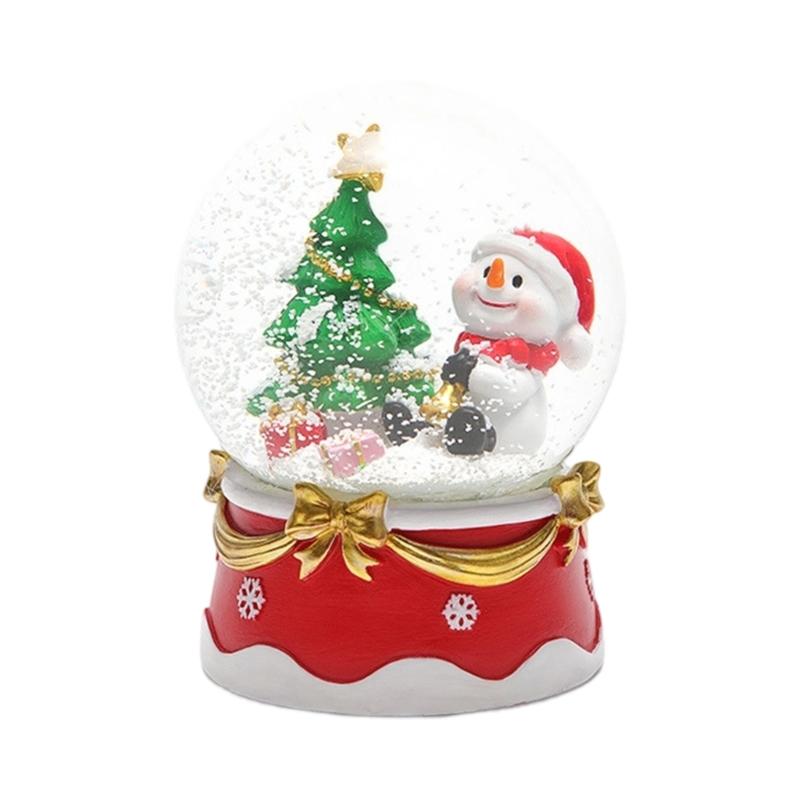 Rotating Crystal Sphere With Warm White LED Lights Resin Construction Snow Globes Battery Powered Home Decoration