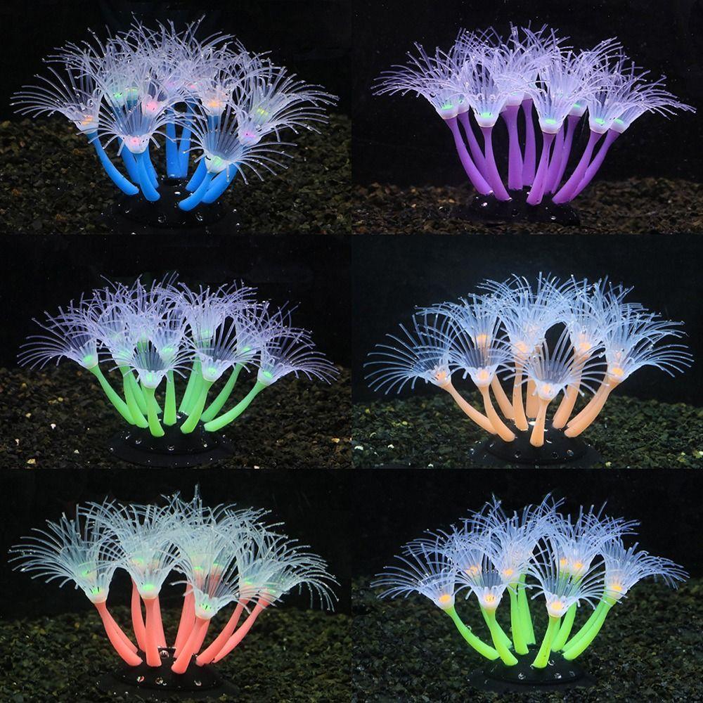 Silicone Feathered Coral Glowing Fake Coral Ornament New Glowing Artificial Coral Aquarium