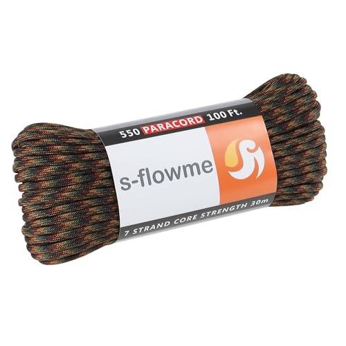 S-flowme CamoPara Паракорд 4 мм x 30 м 7-жильный Полиэстеровый Универсальный Шнур Грузоподъемность 250 кг Оттяжка для Палатки Outdoor DIY Поделки Песчаная Буря
